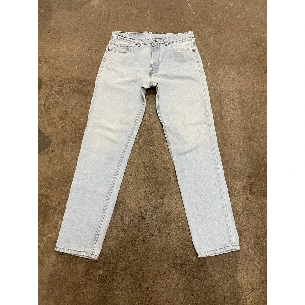 Vintage Levis 512 Jeans Mens‎ 35x31 Light Wash Blue Slim Tapered Zip Fly USA 90s